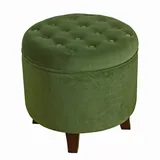 HomePop Round Velvet Storage Ottoman, Green
