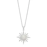 "Simply Vera Vera Wang Sterling Silver Freshwater Cultured Pearl & 1/10 Carat T.W. Diamond Starburst Pendant, Women's, Size: 18"", White"