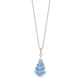 "Sterling Silver Pressed Blue Flower Teardrop Pendant Necklace, Women's, Size: 18"", Multicolor"