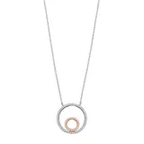 Two Tone Sterling Silver Cubic Zirconia Circle Necklace, Women's, White