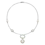 "Sterling Silver Freshwater Cultured Pearl & Green Quartz Necklace, Women's, Size: 18"""