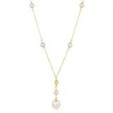 "14k Gold Pink Freshwater Cultured Pearl & Bead Y Necklace, Women's, Size: 18"""