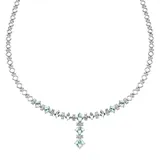 "Sterling Silver Aquamarine & Lab-Created White Sapphire Y Necklace, Women's, Size: 19"", Blue"