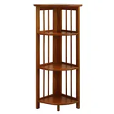 Casual Home 4-Shelf Folding Corner Bookcase, Brown