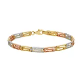 Everlasting Gold Tri Tone 10k Gold Reversible Greek Key Bracelet, Women's