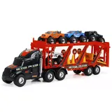 "New Bright 22"" Big Foot Car Carrier with 4 Trucks & Accessories, Multicolor"