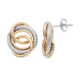Two Tone 14k Gold Circle Link Drop Earrings, Women's, Yellow