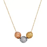 Everlasting Gold Tri-Tone 10k Gold 3-Bead Necklace, Women's
