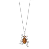 "Sterling Silver Amber Frog Pendant Necklace, Women's, Size: 18"", Brown"