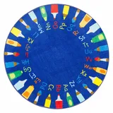 nuLOOM Giza Rainbow Alphabet Rug, Blue, 8Ft Rnd