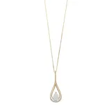 "Gemminded 10k White Gold Lab-Created White Opal & Diamond Accent Teardrop Pendant, Women's, Size: 18"""