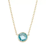 "10k Gold Swiss Blue Topaz Circle Pendant Necklace, Women's, Size: 17"""