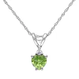 "Stella Grace 10k White Gold Peridot & 1/5 Carat T.W. Diamond Heart Pendant Necklace, Women's, Size: 18"", Green"