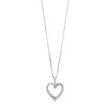 "Diamond Splendor Sterling Silver Crystal Open Heart Pendant Necklace, Women's, Size: 18"", White"