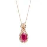 "Gemminded 10k Rose Gold Ruby & 1/6 Carat T.W. Diamond Halo Pendant Necklace, Women's, Size: 18"", Red"