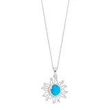 "Sterling Silver Lab-Created Blue Opal Sun Pendant, Women's, Size: 18"""