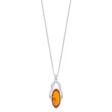 "Sterling Silver Amber Knot Pendant Necklace, Women's, Size: 18"", Brown"
