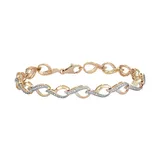 "18k Gold Over Silver Diamond Accent Infinity Bracelet, Women's, Size: 7.5"", White"