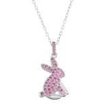 "Sterling Silver Lab-Created Pink Sapphire Bunny Pendant Necklace, Women's, Size: 18"""