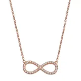 "Rose Gold Tone Sterling Silver Cubic Zirconia Infinity Necklace, Women's, Size: 18"", Pink"