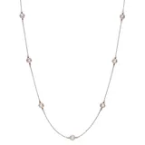 Sterling Silver Cubic Zirconia Mesh Bead Station Necklace, Women's, White