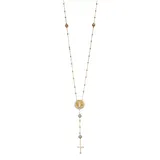 24k Gold Over Silver Cubic Zirconia Rosary Necklace, Women's, White