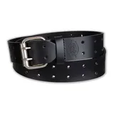 Men's Dickies Perforated Double Prong Buckle Leather Belt, Size: Medium, Black