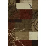 Maples Highland Textured Print Multicolor Area and Throw Rugs, Dark Red, 5X7 Ft