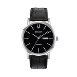 Bulova Men's Classic Leather Automatic Watch - 96C131, Size: Large, Black