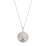 "Sterling Silver Mother-of-Pearl Tree of Life Disc Pendant, Women's, Size: 18"", White"