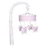 Trend Lab Orchid Bloom Butterflies Musical Mobile, Purple