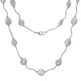 Shining World,'Rhodium Plated Cultured Pearl Link Necklace from Thailand'