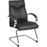 Top Grain Black Leather Mid Back Guest Chair with Chrome Base