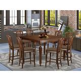 Darby Home Co Ashworth Counter Height Butterfly Leaf Rubberwood Solid Wood Dining Set Wood/Upholstered Chairs in Brown, Size 36.0 H in | Wayfair