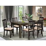 Red Barrel Studio® Lockmoor 7 Piece Solid Wood Dining Set Wood/Upholstered Chairs in Brown, Size 30.0 H in | Wayfair RDBL2335 34941223