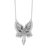 Sterling Silver Beaded Butterfly Necklace, Women's