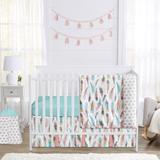 Sweet Jojo Designs Feather 4 Piece Crib Bedding Set Polyester in Blue/Gray | Wayfair Feather-Crib-4