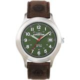 Expedition Metal Field 39mm Leather Strap Watch Silver-tone/brown/green - Green - Timex Watches