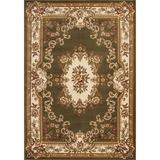 Brown/Green Area Rug - Astoria Grand Barwin Floral Handmade Hand-Knotted Dark Green Area Rug Polypropylene in Brown/Green | Wayfair