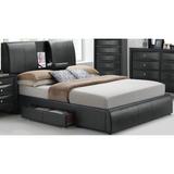 Orren Ellis Dickinson Storage Platform Bed Upholstered/Faux leather in Gray, Size 46.0 H x 95.27 W x 95.27 D in | Wayfair
