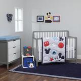 Disney Amazing Mickey Mouse 3 Piece Crib Bedding Set Polyester in Blue/Gray/Red, Size 33.0 W in | Wayfair 4371076