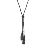 Simply Vera Vera Wang Dual Tassel Seed Bead Knotted Lariat Necklace, Women's, Black
