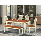 August Grove® Cleobury 7 - Piece Extendable Rubberwood Solid Wood Dining Set Wood in Brown/White, Size 30.0 H in | Wayfair
