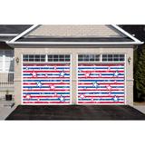 The Holiday Aisle® Stars & Stripes Patriotic Garage Door Mural Plastic in Blue/Red, Size 84.0 H x 96.0 W x 1.0 D in | Wayfair