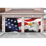 The Holiday Aisle® 2 Piece Patriotic Garage Door Mural Set Plastic in Blue/Red/White, Size 84.0 H x 96.0 W x 1.0 D in | Wayfair