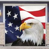 The Holiday Aisle® Patriotic Garage Door Mural Polyester in Blue/Red/White, Size 84.0 H x 96.0 W x 1.0 D in | Wayfair