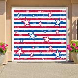 The Holiday Aisle® Stars & Stripes Patriotic Garage Door Mural Plastic in Blue/Red, Size 84.0 H x 96.0 W x 1.0 D in | Wayfair