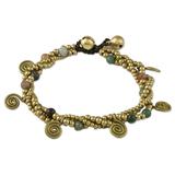 Agate beaded charm bracelet, 'Delightful Spirals'