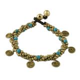 Calcite beaded charm bracelet, 'Delightful Spirals'