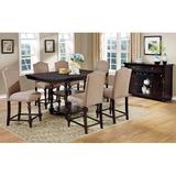 Alcott Hill® Hiram 6 - Person Bar Height Dining Set Wood/Upholstered Chairs in Brown, Size 42.0 H in | Wayfair 38F62BD1152F4E23A294339DDF6C76D9